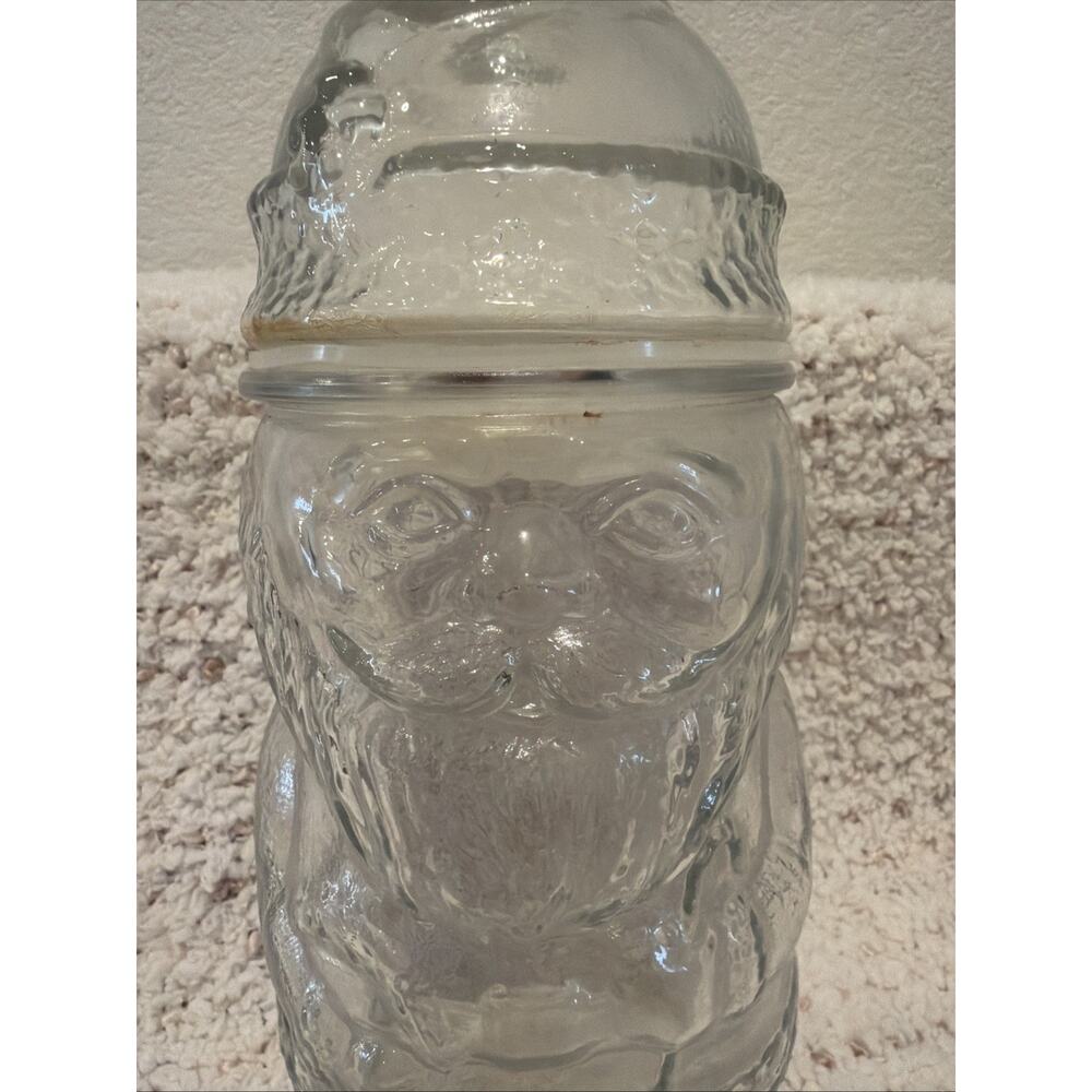 Vintage Libby Clear Glass Santa Claus Apothecary Candy Jar CHRISTMAS - Picture 3 of 7